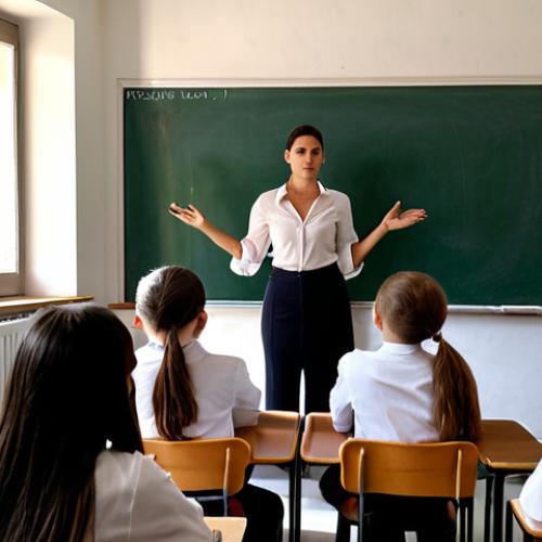 Home 6 **A small classroom in San Marino with attentive students and a passionate teacher, emphasizing personalized education. Focus on the intimate and supportive environment.**